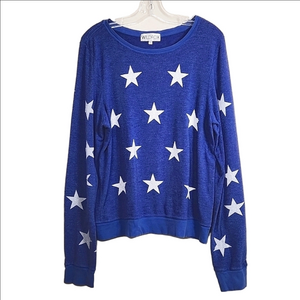 Wildfox Blue W/ White Stars Baggy Beach Jumper, Size L~VGUC